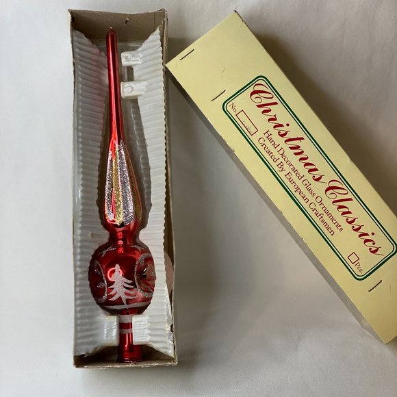 Vintage Christmas Classics Tree Topper European Hand Decorated Glass Ornament - Picture 1 of 11
